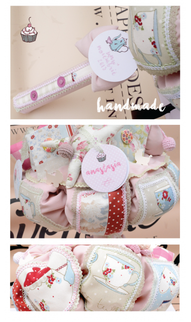 Lumanare de botez shabby chic pentru fetite, 65x4cm, Ceai cu jucarii 6